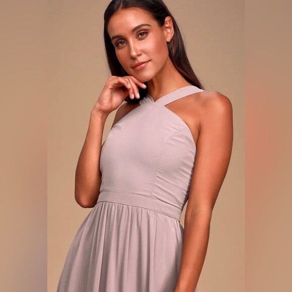 Lulu’s Air of Romance Taupe Maxi Dress Size L - Picture 5 of 12